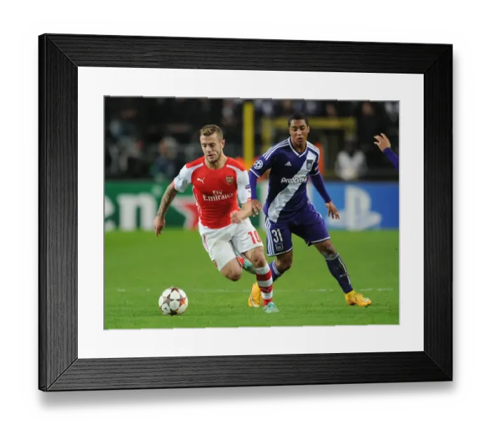 Framed Print : Clash of Midfield Talents: Wilshere vs. Tielemans (Arsenal vs. Anderlecht, UEFA Champions League, 2014)