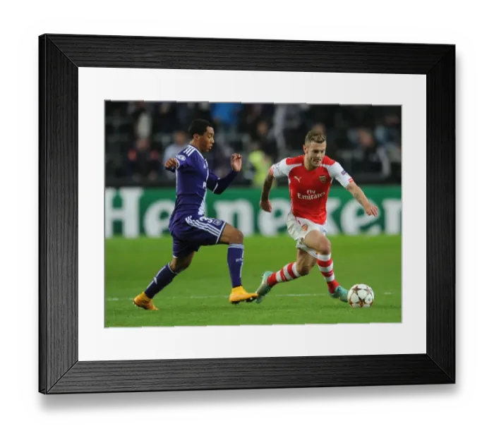 Framed Print : Clash of Midfield Maestros: Wilshere vs. Tielemans (Arsenal vs. Anderlecht, Champions League, 2014)