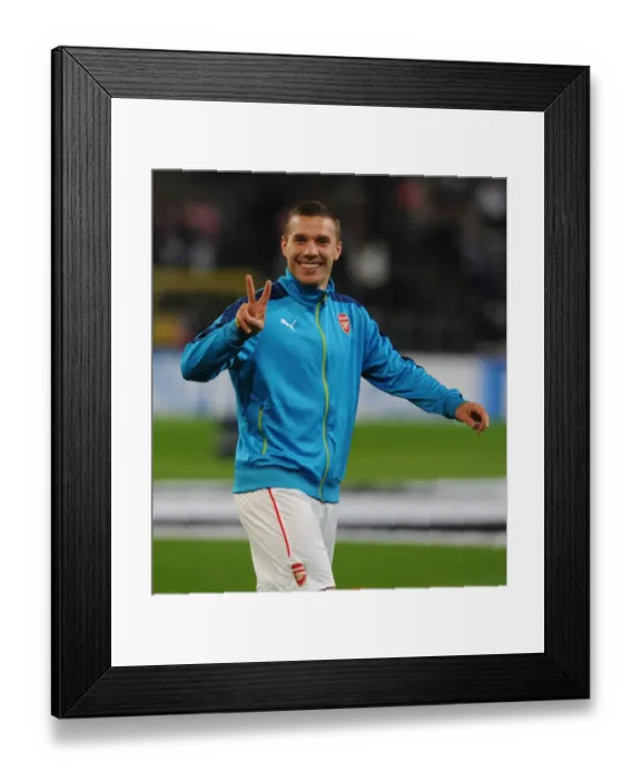 Framed Print : Lukas Podolski: Arsenal's Readiness at Anderlecht's Constant Vanden Stock Stadium, UEFA Champions League 2014-15
