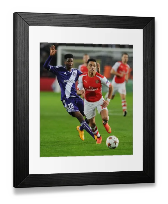 Framed Print : Alexis Sanchez vs. Ibrahima Conte: Battle in the UEFA Champions League between Arsenal and RSC Anderlecht Framed Print : Alexis Sanchez vs. Ibrahima Conte: Battle in the UEFA Champions League between Arsenal and RSC Anderlecht