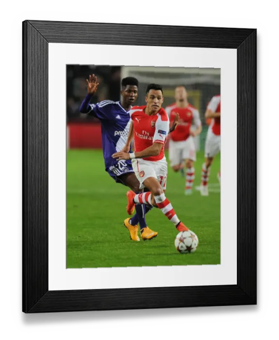 Framed Print : A Clash of Stars: Alexis Sanchez vs. Ibrahima Conte - Battle at the Brussels Champions League