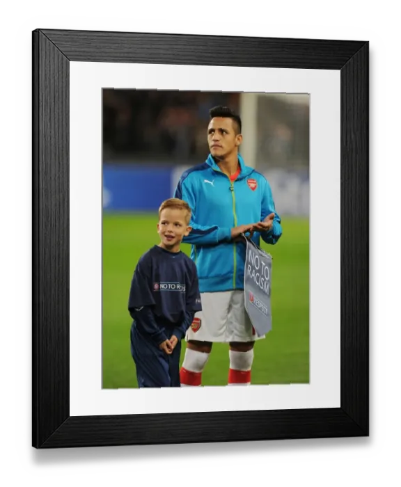 Framed Print : Alexis Sanchez and UEFA Mascot: Arsenal's Pre-Match Moment at Anderlecht's Constant Vanden Stock Stadium (2014-15 Champions League) Framed Print : Alexis Sanchez and UEFA Mascot: Arsenal's Pre-Match Moment at Anderlecht's Constant Vanden Stock Stadium (2014-15 Champions League)