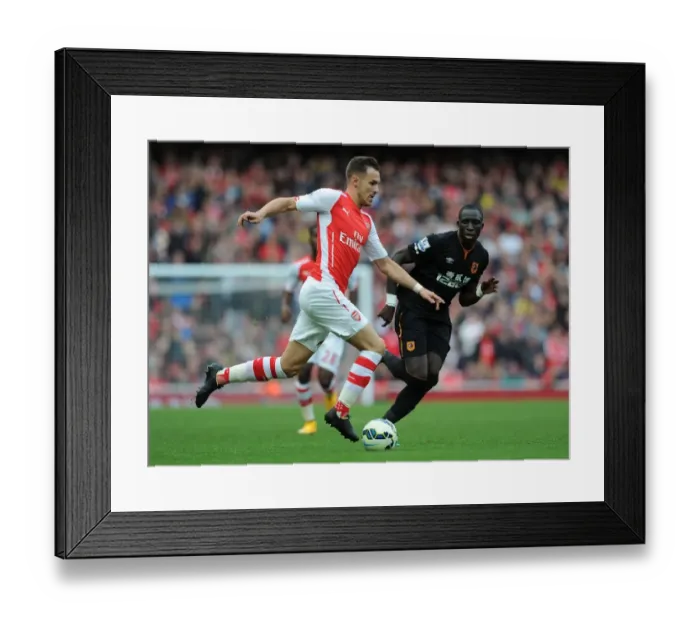 Framed Print : Arsenal's Aaron Ramsey Outwits Mohamed Diame: A Moment of Brilliance from the 2014 Arsenal vs Hull City Match