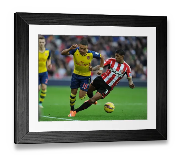Framed Print : Clash at the Stadium of Light: Oxlade-Chamberlain vs. van Aanholt in Sunderland v Arsenal, Premier League 2014 / 15 Framed Print : Clash at the Stadium of Light: Oxlade-Chamberlain vs. van Aanholt in Sunderland v Arsenal, Premier League 2014 / 15
