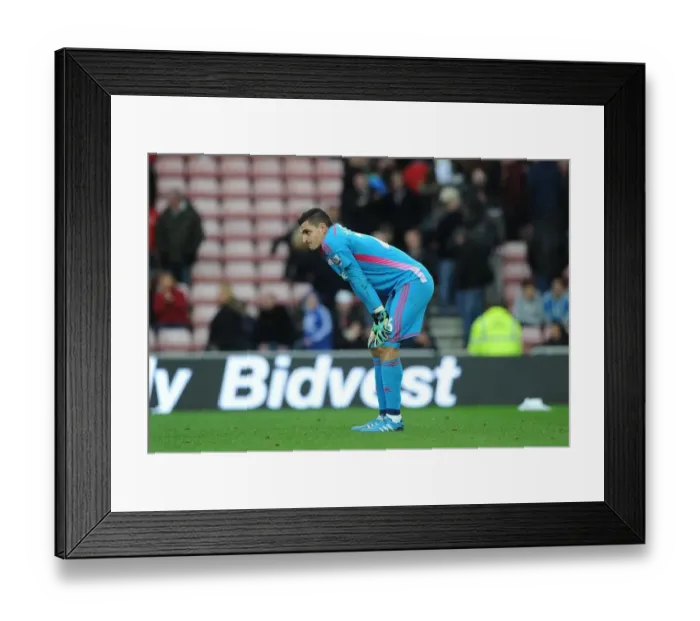 Framed Print : Dejected Vito Mannone: Arsenal's Second Goal Decides Sunderland's Fate (2014 / 15)