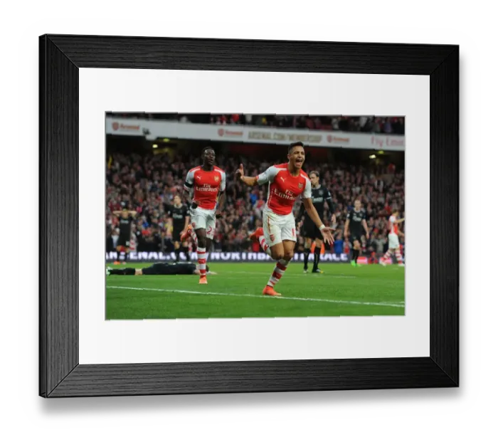 Framed Print : Alexis Sanchez Scores First Goal: Arsenal vs Burnley, Premier League 2014 / 15