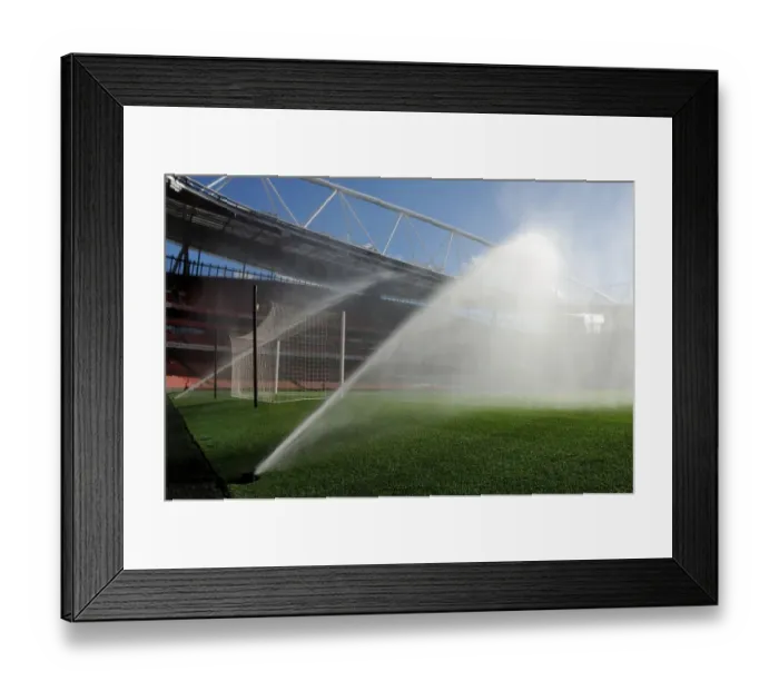 Framed Print : Arsenal vs Burnley: Pre-Match Pitch Preparation at Emirates Stadium (2014 / 15)