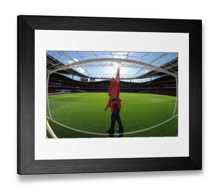 Framed Print : Pre-Match Preparation: North Bank Goal Wiped Down at Emirates Stadium (Arsenal vs Burnley, 2014)