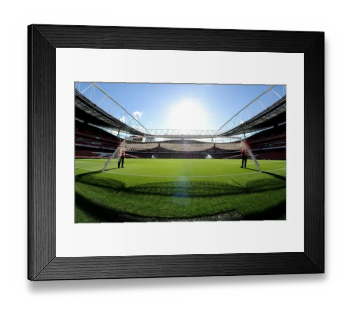 Framed Print : Preparing for Kick-off: North Bank Goal Setup at Emirates Stadium (Arsenal vs Burnley, 2014 / 15) Framed Print : Preparing for Kick-off: North Bank Goal Setup at Emirates Stadium (Arsenal vs Burnley, 2014 / 15)
