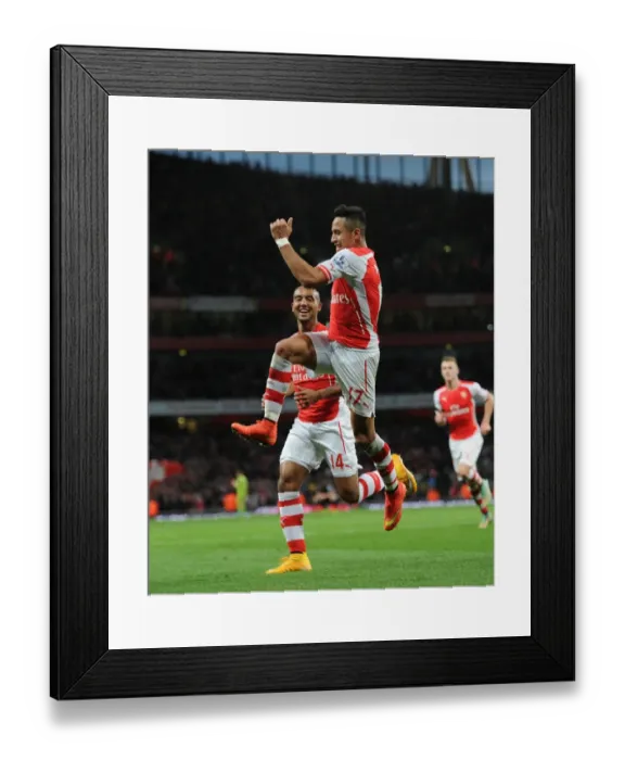 Framed Print : Arsenal's Alexis Sanchez and Theo Walcott: Dazzling Duo Celebrates Goals Against Burnley, 2014 / 15 Premier League Framed Print : Arsenal's Alexis Sanchez and Theo Walcott: Dazzling Duo Celebrates Goals Against Burnley, 2014 / 15 Premier League