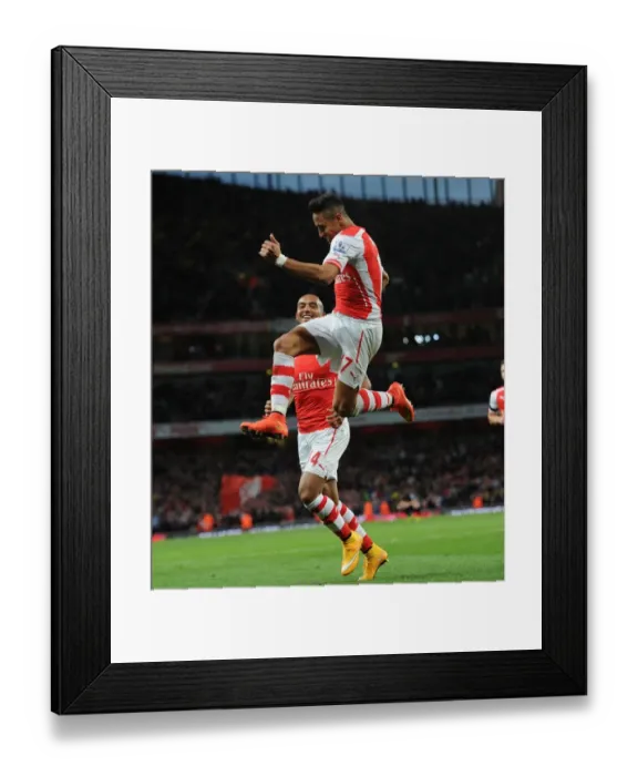 Framed Print : Arsenal Stars: Sanchez and Walcott Celebrate Goals Against Burnley, 2014 / 15 Framed Print : Arsenal Stars: Sanchez and Walcott Celebrate Goals Against Burnley, 2014 / 15