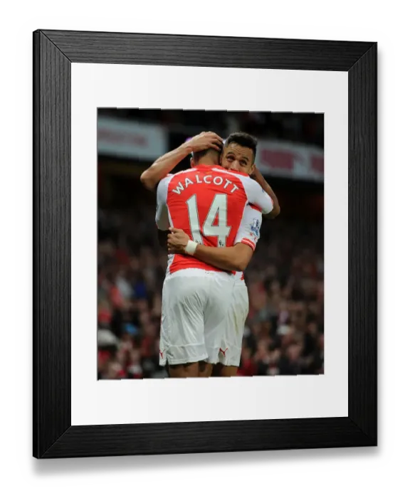 Framed Print : Arsenal Stars: Sanchez and Walcott's Unforgettable Goal Celebration vs. Burnley, 2014 / 15