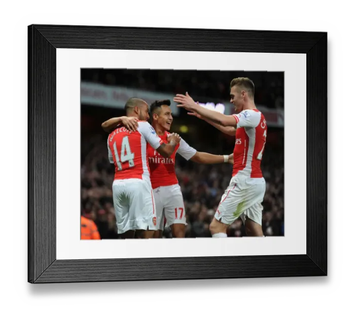 Framed Print : Celebrating Their Success: Sanchez, Walcott, and Chambers Unforgettable Moment at Arsenal vs. Burnley (2014 / 15) Framed Print : Celebrating Their Success: Sanchez, Walcott, and Chambers Unforgettable Moment at Arsenal vs. Burnley (2014 / 15)