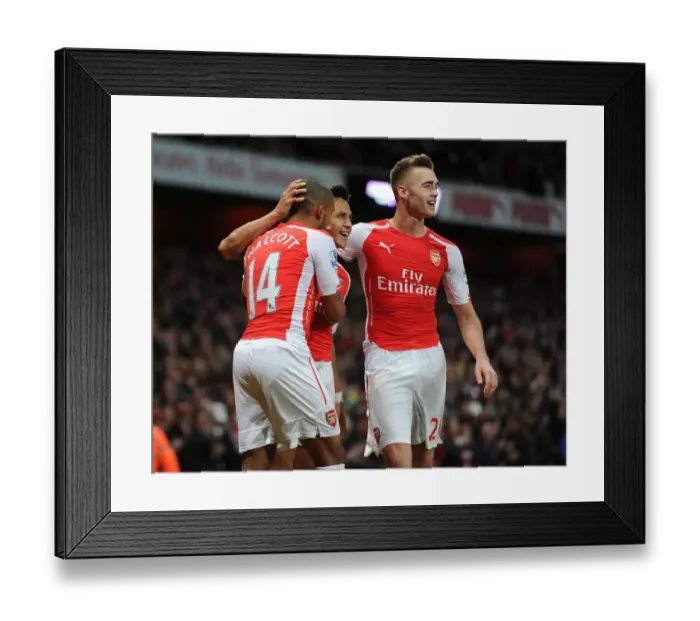 Framed Print : Celebrating Victory: Alexis Sanchez, Theo Walcott, and Calum Chambers Framed Print : Celebrating Victory: Alexis Sanchez, Theo Walcott, and Calum Chambers