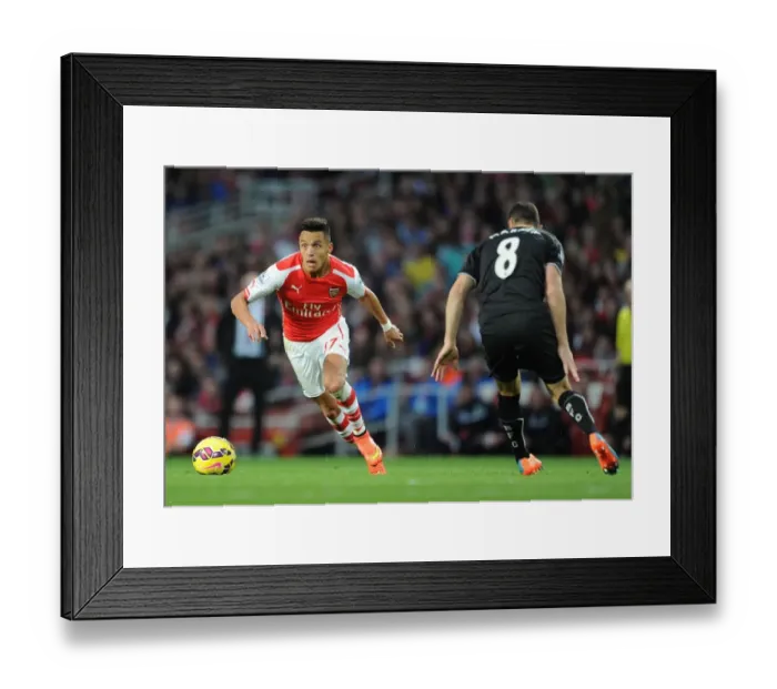 Framed Print : Arsenal's Alexis Sanchez Faces Off Against Burnley's Dean Marney in Premier League Showdown Framed Print : Arsenal's Alexis Sanchez Faces Off Against Burnley's Dean Marney in Premier League Showdown