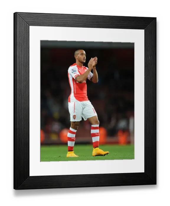 Framed Print : Theo Walcott Celebrates with Arsenal Fans after Arsenal v Burnley Match, 2014 / 15