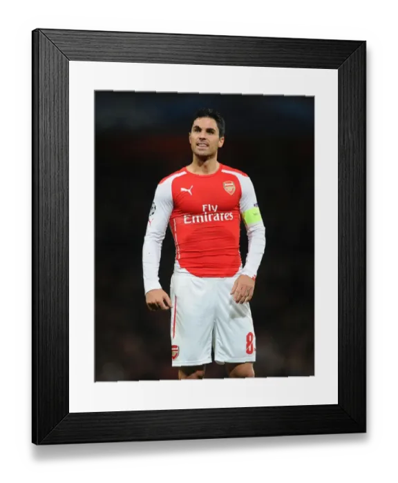 Framed Print : Mikel Arteta Focused: Arsenal FC vs RSC Anderlecht, UEFA Champions League, 2014