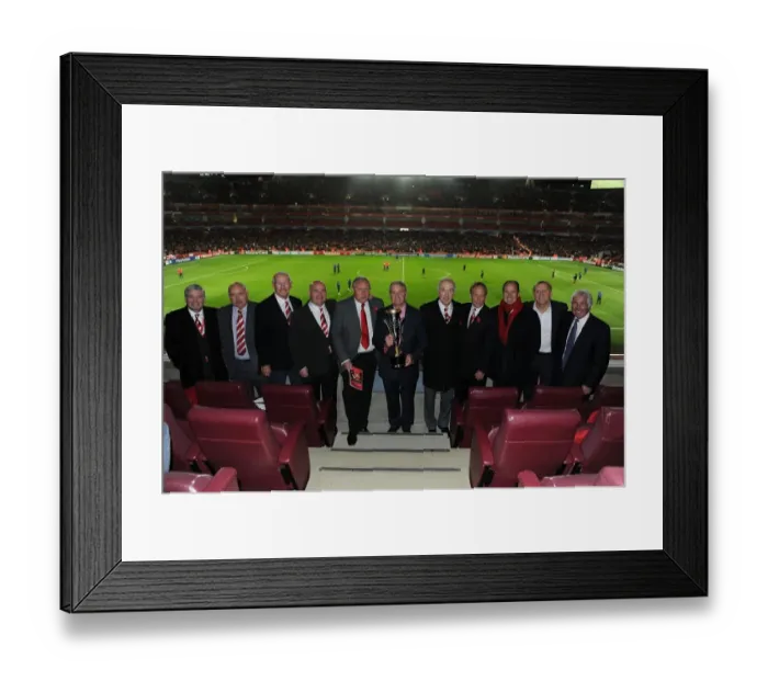 Framed Print : Arsenal's 1971 Fairs Cup Winning Team Honored at Emirates Stadium During Arsenal vs. RSC Anderlecht UEFA Champions League Match Framed Print : Arsenal's 1971 Fairs Cup Winning Team Honored at Emirates Stadium During Arsenal vs. RSC Anderlecht UEFA Champions League Match