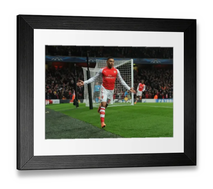 Framed Print : Arsenal's Oxlade-Chamberlain Scores Third Goal vs. RSC Anderlecht in 2014 / 15 Champions League