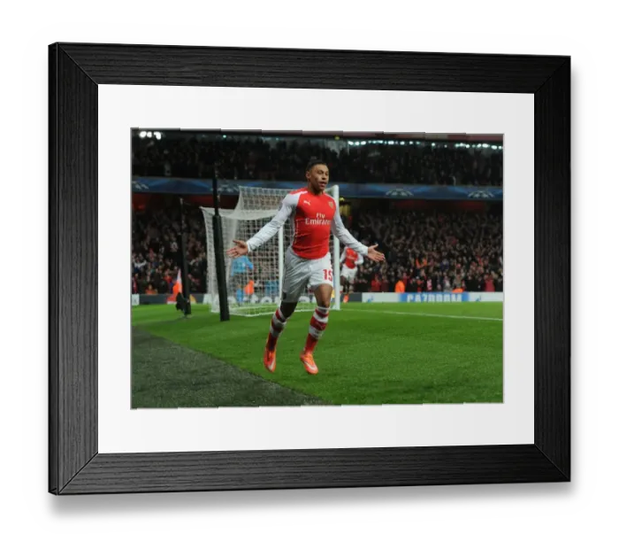 Framed Print : Oxlade-Chamberlain Scores His Third Goal Against RSC Anderlecht at Emirates Stadium: Arsenal's Victory in the 2014 / 15 Champions League