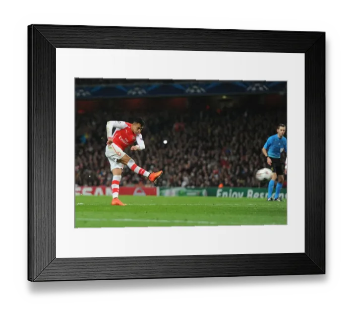 Framed Print : Alexis Sanchez Scores Second Goal: Arsenal FC vs RSC Anderlecht, UEFA Champions League, 2014 Framed Print : Alexis Sanchez Scores Second Goal: Arsenal FC vs RSC Anderlecht, UEFA Champions League, 2014