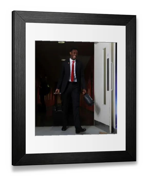Framed Print : Danny Welbeck Arrives at Arsenal Changing Room Ahead of Arsenal vs. Anderlecht (UEFA Champions League, 2014)