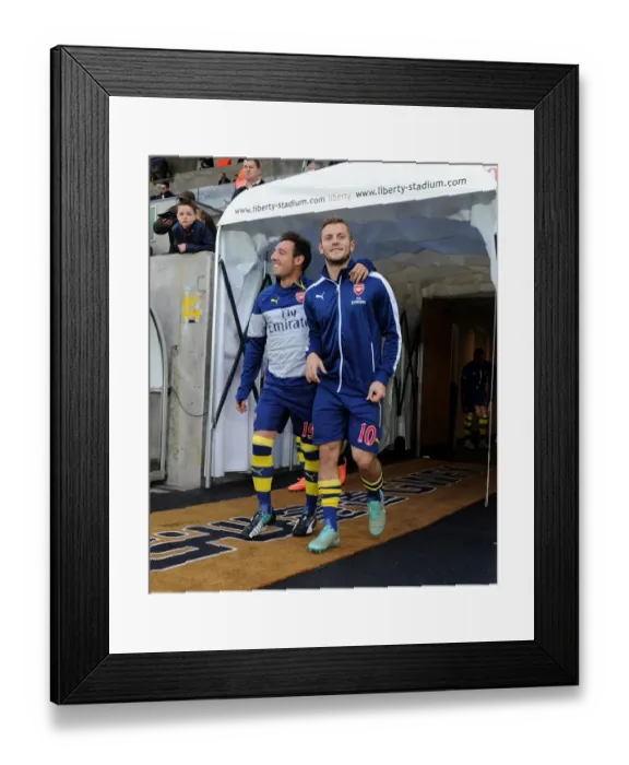 Framed Print : Arsenal Stars Santi Cazorla and Jack Wilshere Warm Up Ahead of Swansea Clash (2014-15) Framed Print : Arsenal Stars Santi Cazorla and Jack Wilshere Warm Up Ahead of Swansea Clash (2014-15)