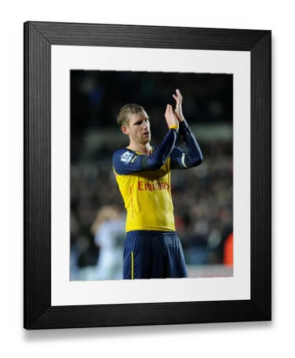 Framed Print : Per Mertesacker Celebrates with Arsenal Fans after Swansea Victory, 2014-15 Premier League