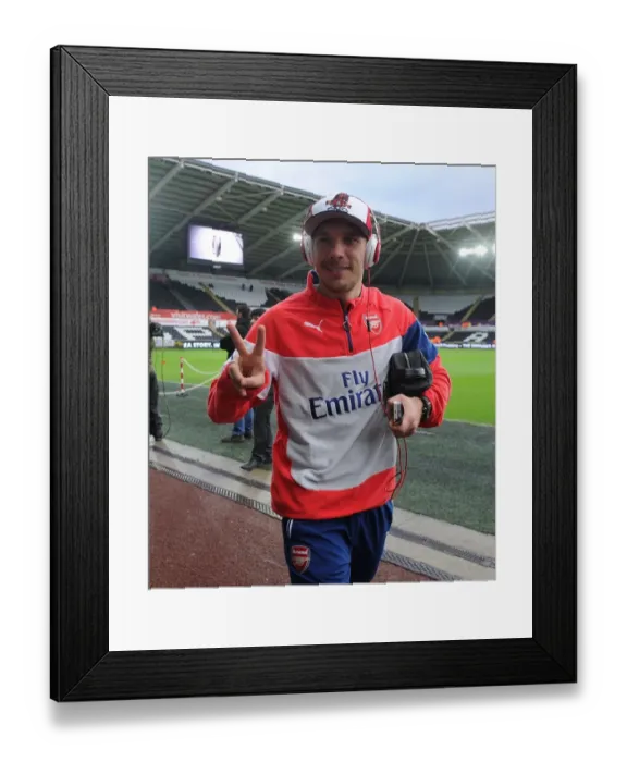 Framed Print : Lukas Podolski: Arsenal Forward's Pre-Match Focus at Swansea City (2014-15) Framed Print : Lukas Podolski: Arsenal Forward's Pre-Match Focus at Swansea City (2014-15)
