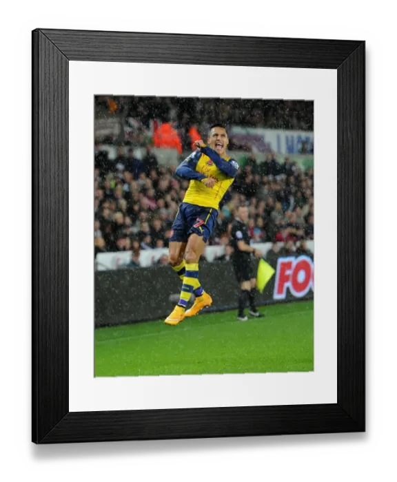 Framed Print : Alexis Sanchez's Euphoric Goal Celebration: Swansea vs. Arsenal, Premier League 2014-15 Framed Print : Alexis Sanchez's Euphoric Goal Celebration: Swansea vs. Arsenal, Premier League 2014-15