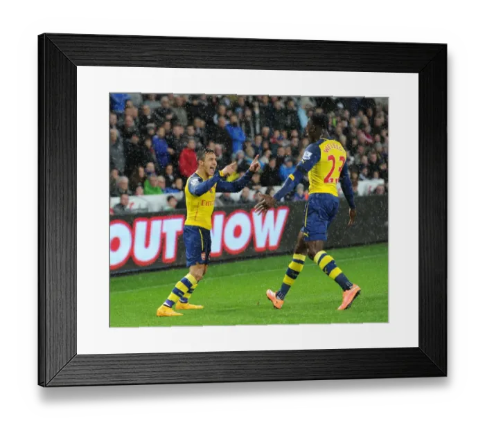 Framed Print : Alexis Sanchez and Danny Welbeck Celebrate Goal: Swansea vs Arsenal, Premier League 2014-15
