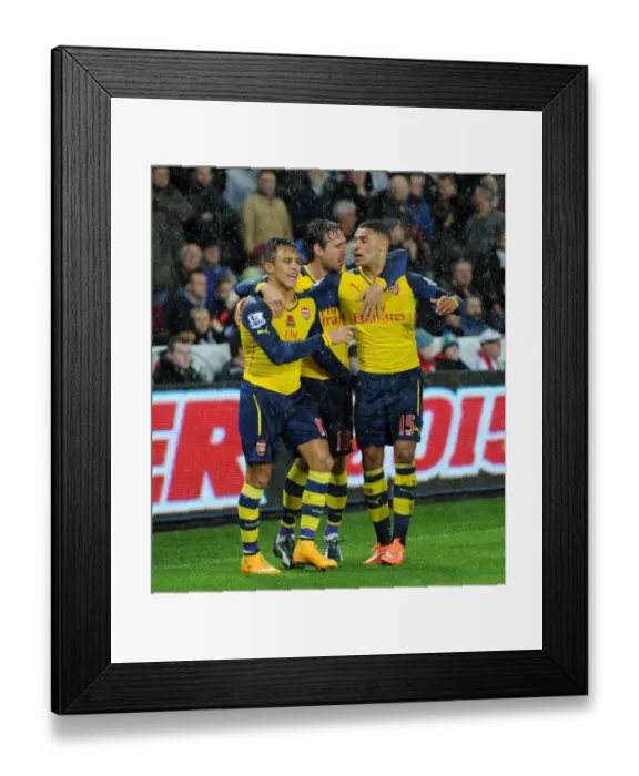 Framed Print : Celebrating a Goal: Sanchez, Oxlade-Chamberlain, and Monreal (Swansea vs Arsenal, 2014-15) Framed Print : Celebrating a Goal: Sanchez, Oxlade-Chamberlain, and Monreal (Swansea vs Arsenal, 2014-15)