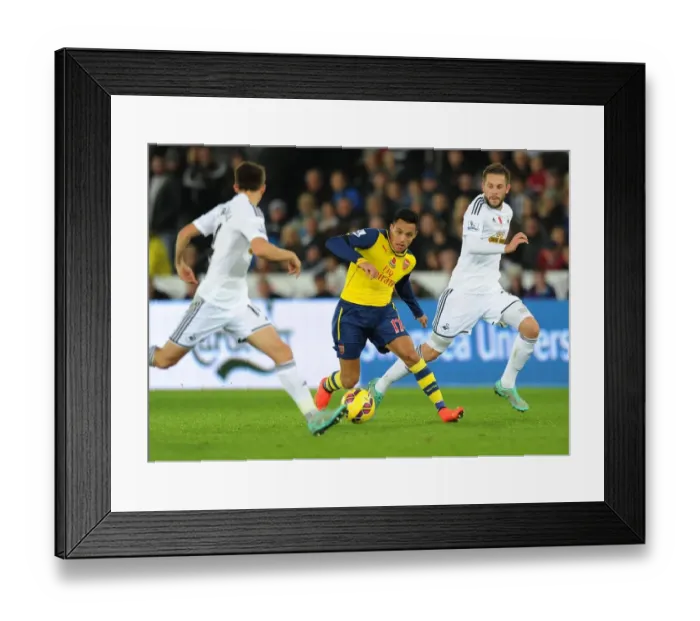 Framed Print : Clash of Stars: Sanchez vs. Carroll & Sigurdsson (Swansea vs. Arsenal, 2014-15)