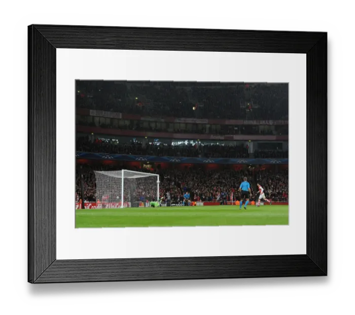 Framed Print : Mikel Arteta Scores Penalty: Arsenal FC vs RSC Anderlecht, UEFA Champions League, 2014