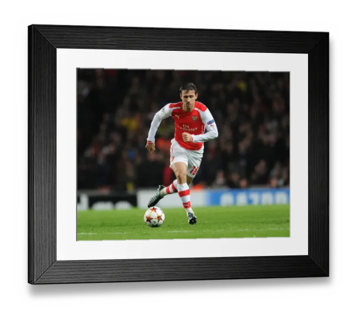 Framed Print : Nacho Monreal in Action: Arsenal vs RSC Anderleicht, UEFA Champions League, 2014