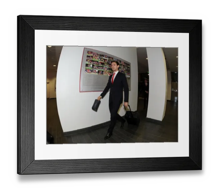 Framed Print : Nacho Monreal Approaching Emirates Stadium: Arsenal FC vs RSC Anderlecht, UEFA Champions League, 2014