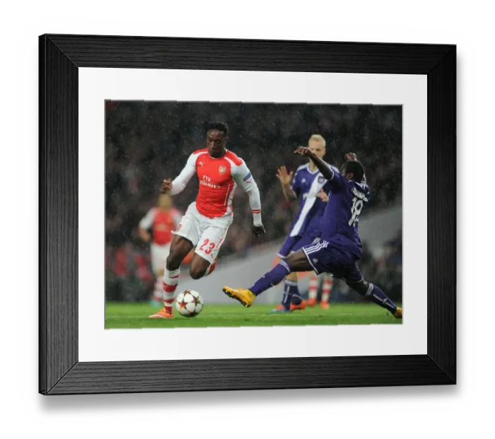Framed Print : Danny Welbeck vs. Andy Kawaya: Arsenal FC vs. RSC Anderlecht, UEFA Champions League, 2014 Framed Print : Danny Welbeck vs. Andy Kawaya: Arsenal FC vs. RSC Anderlecht, UEFA Champions League, 2014
