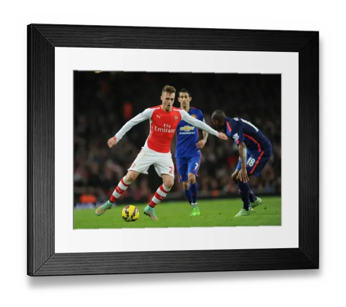 Framed Print : Calum Chambers (Arsenal) Ashley Young (Man Utd). Arsenal 2: 1 Manchester United. Barclays