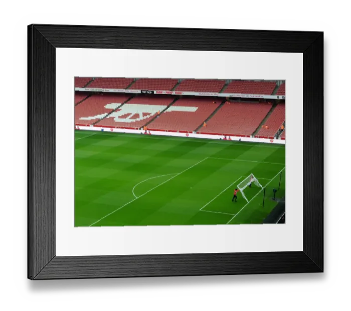 Framed Print : Pre-Match Preparation: Arsenal's Clock End Goals, Arsenal v Manchester United (2014-15)