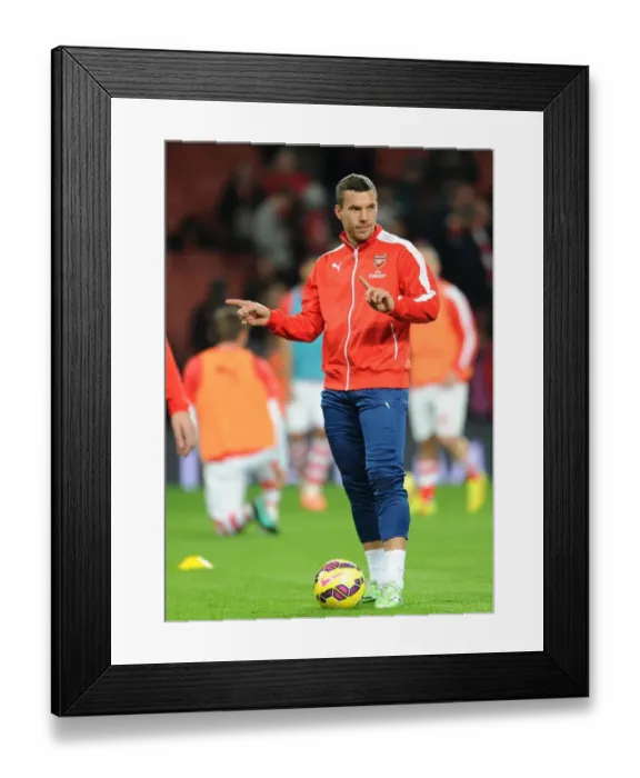 Framed Print : Lukas Podolski (Arsenal). Arsenal 2: 1 Manchester United. Barclays Premier League