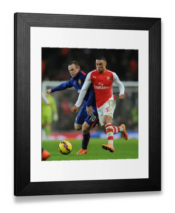 Framed Print : Clash of Stars: Oxlade-Chamberlain vs. Rooney - Arsenal vs. Manchester United (2014-15)