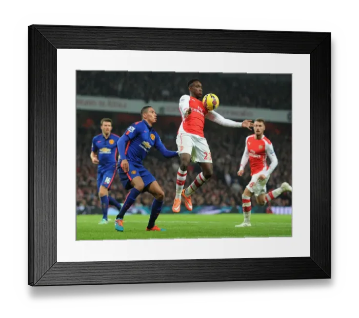 Framed Print : Danny Welbeck vs. Chris Smalling: A Battle for Ball Possession (Arsenal v Manchester United, 2014-15) Framed Print : Danny Welbeck vs. Chris Smalling: A Battle for Ball Possession (Arsenal v Manchester United, 2014-15)