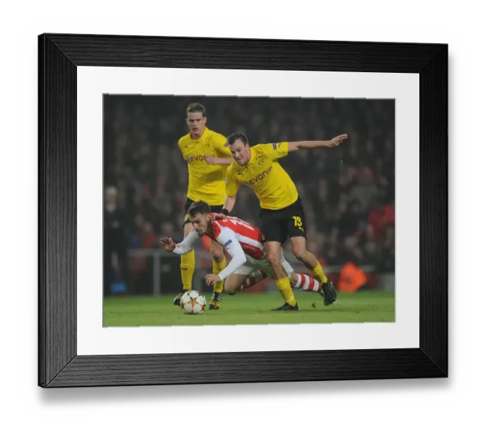 Framed Print : Clash of Stars: Ramsey vs. Grosskreutz - Arsenal vs. Borussia Dortmund, UEFA Champions League