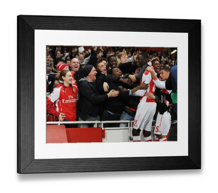 Framed Print : Arsenal Celebrate as Sanogo Scores First Goal vs. Borussia Dortmund in 2014-15 Champions League Framed Print : Arsenal Celebrate as Sanogo Scores First Goal vs. Borussia Dortmund in 2014-15 Champions League