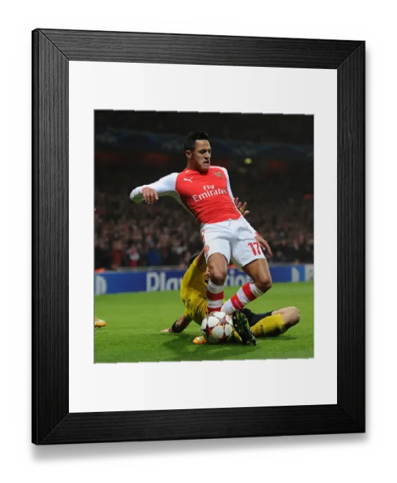 Framed Print : Clash of Titans: Sanchez vs. Subotic - Arsenal vs. Borussia Dortmund, UEFA Champions League