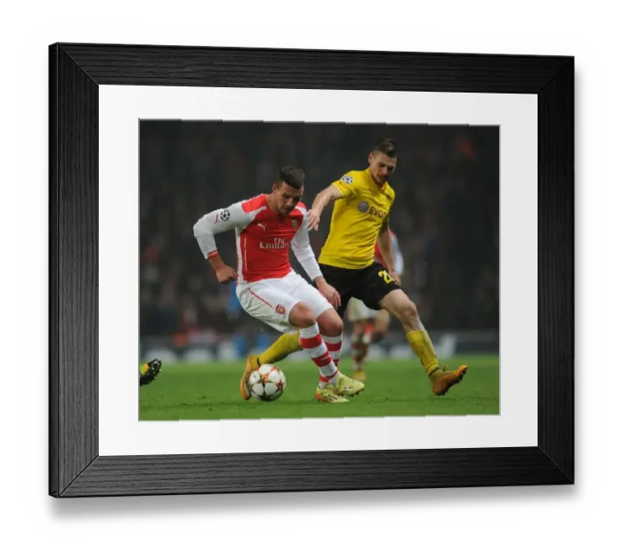 Framed Print : Arsenal's Lukas Podolski Outmaneuvers Borussia Dortmund's Lukasz Piszczek in 2014-15 Champions League Clash Framed Print : Arsenal's Lukas Podolski Outmaneuvers Borussia Dortmund's Lukasz Piszczek in 2014-15 Champions League Clash