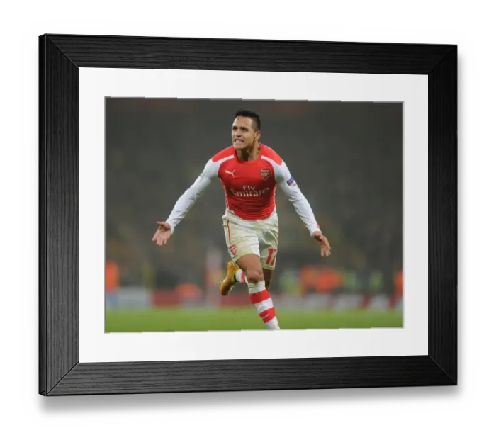 Framed Print : Alexis Sanchez's Brace: Arsenal's Triumph over Borussia Dortmund in the 2014-15 UEFA Champions League Framed Print : Alexis Sanchez's Brace: Arsenal's Triumph over Borussia Dortmund in the 2014-15 UEFA Champions League