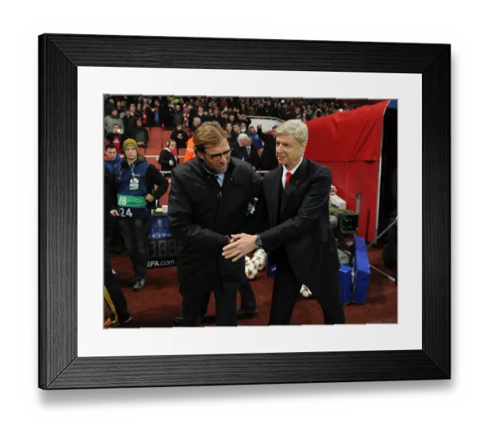 Framed Print : Arsene Wenger and Jurgen Klopp: A Pre-Match Encounter Between Arsenal and Borussia Dortmund in the UEFA Champions League (2014)