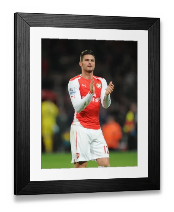 Framed Print : Olivier Giroud (Arsenal) claps the fans after the match. Arsenal 1: 0 Southampton
