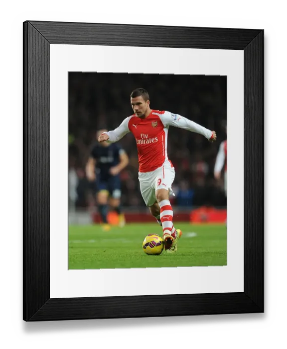 Framed Print : Lukas Podolski in Action: Arsenal vs Southampton, Premier League 2014-15